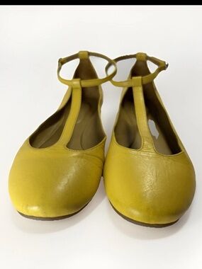 See By Chloe Leather Ballet Flats Mary Jane Yellow Leather Womens Size 6.5 36.5